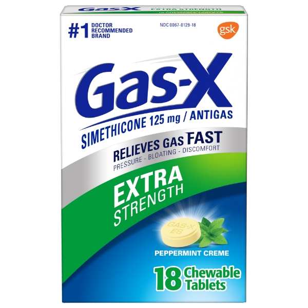 Picture of Gas-X Extra Strength Gas Relief Chewable Tablets Peppermint Creme 18 Count