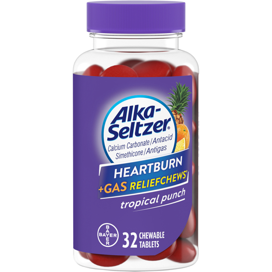 Picture of Alka Seltzer Heartburn Gas Relief Chews Tropical Punch 32 Count