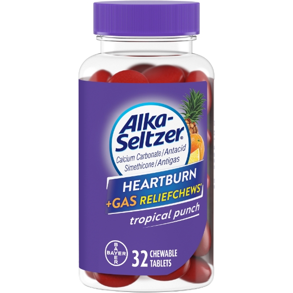 Picture of Alka Seltzer Heartburn Gas Relief Chews Tropical Punch 32 Count