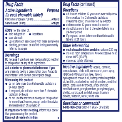 Picture of Alka Seltzer Heartburn Gas Relief Chews Tropical Punch 32 Count