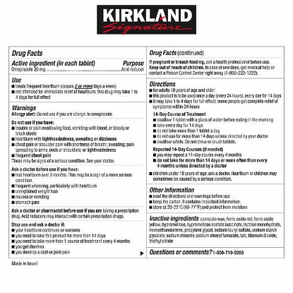 Picture of Kirkland Signature Omeprazole 20 mg 42 Tablets