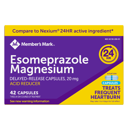 Picture of Member's Mark Esomeprazole Magnesium Delayed Release Acid Reducer Capsules 20 mg 42 ct