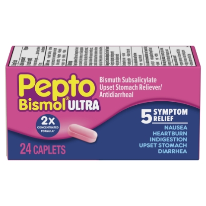 Picture of Pepto Bismol 5 Symptom Stomach Relief Caplets 24 Ct