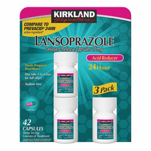 Picture of Kirkland Signature Lansoprazole 15 mg Acid Reducer 42 Capsules