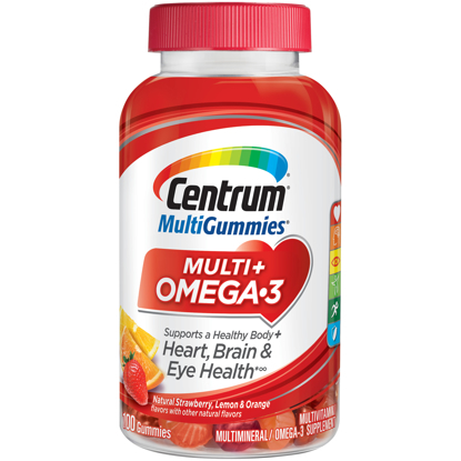 Picture of Centrum Adult Multi Gummies Multi Omega 3 100 Count Natural Strawberry Lemon Orange Flavors Multivitamins Multimineral Supplement Gummy Vitamins D3 B Antioxidants