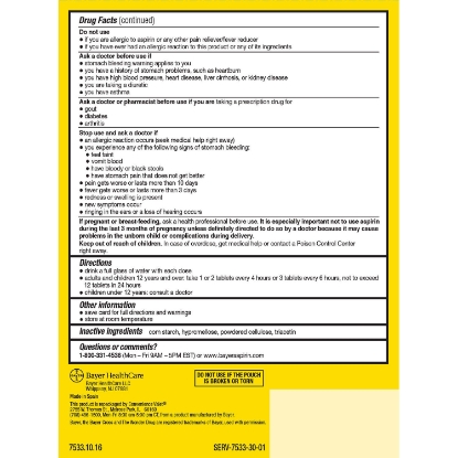 Picture of Bayer Aspirin 325 mg 30 pouches 2 caplets each