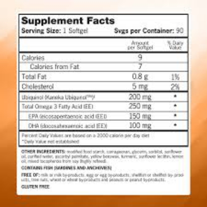 Picture of Qunol Plus CoQ10 Ubiquinol 200 mg with Omega 3 90 Softgels