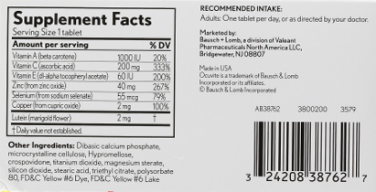 Picture of Bausch + Lomb Ocuvite Eye Vitamin & Mineral Supplement Tablets 120 Ct