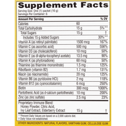 Picture of Zarbee's Naturals Cough & Throat Relief + Mucus Daytime Drink Mix with Dark Honey Vitamin C D B-Complex Zinc and Real Elderberry Natural Lemon Flavor