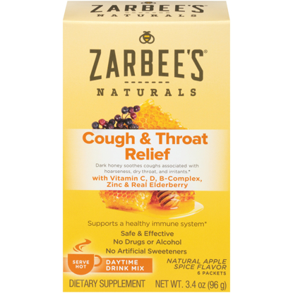 Picture of Zarbee's Naturals Cough & Throat Relief Daytime Drink Mix Apple Spice 6 ct Box