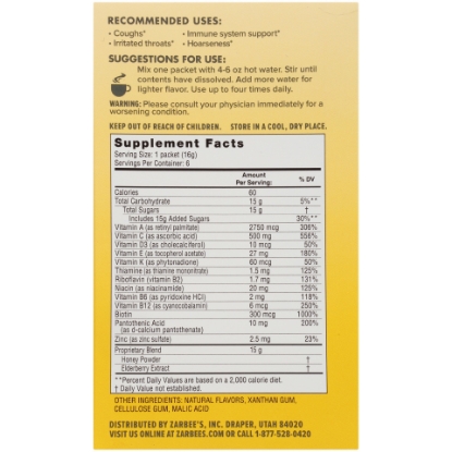 Picture of Zarbee's Naturals Cough & Throat Relief Daytime Drink Mix Apple Spice 6 ct Box