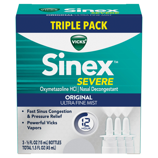 Picture of Vicks Sinex Severe Nasal Decongestant Spray Triple Pack 1.5 fl. oz.