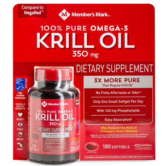 Picture of Member's Mark Pure Omega-3 Krill Oil 100% 350 mg 180 ct