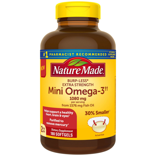 Picture of Nature Made BurpLess Extra Strength 1080 mg Mini Omega 3 Fish Oil 180 ct