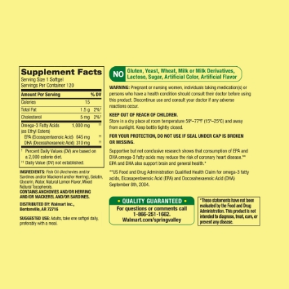 Picture of Spring Valley Omega-3 Fish Oil Soft Gels 1000 mg 120 Count