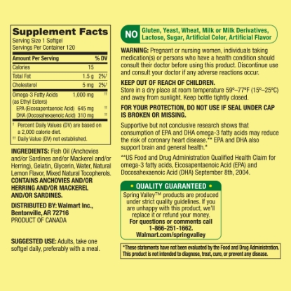 Picture of Spring Valley Omega-3 from Fish Oil Proactive Support 1000 mg 60 Count