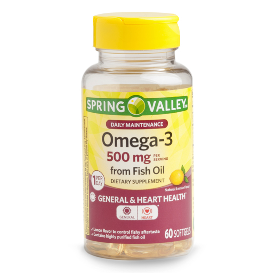 Picture of Spring Valley Omega-3 Fish Oil Softgels 500 mg 60 Count