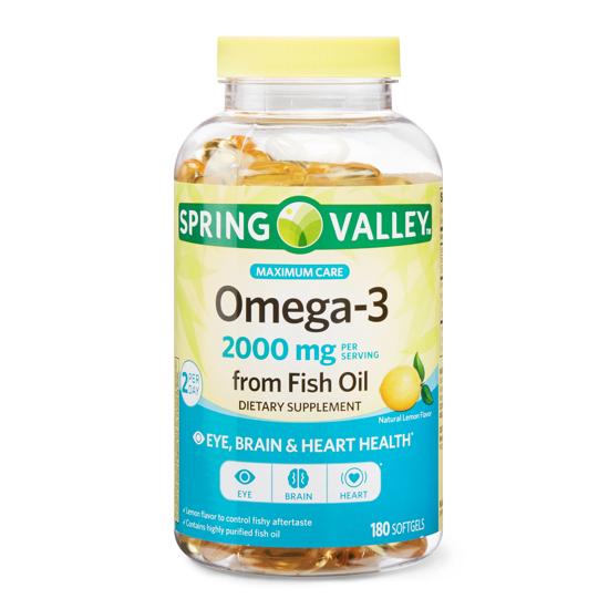 Picture of Spring Valley Omega-3 from Fish Oil Maximum Care Softgels 2000 mg 180 Count