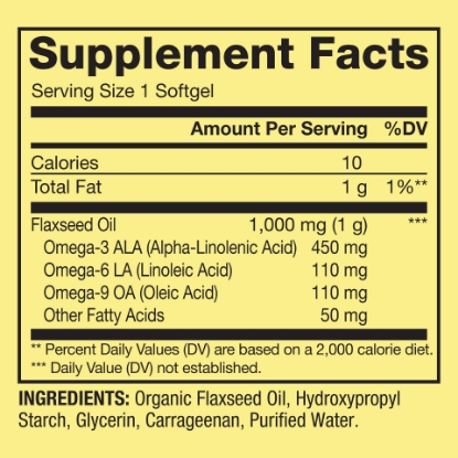 Picture of Spring Valley Flaxseed Oil 1000 mg 200 Vegetarian Soft gels