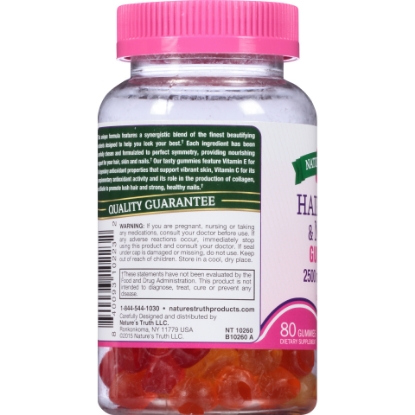 Picture of Nature's Truth® Hair Skin & Nails 2500 mg Biotin Dietary Supplement Gummies 80 ct Bottle