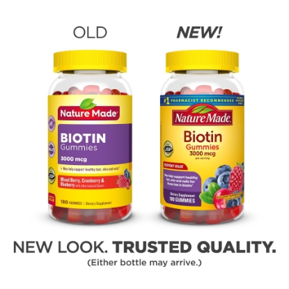 Nature Made Biotin 3000 mcg Gummies 180 Count Everyday Value for Supporting Healthy Hair Skin and Nails