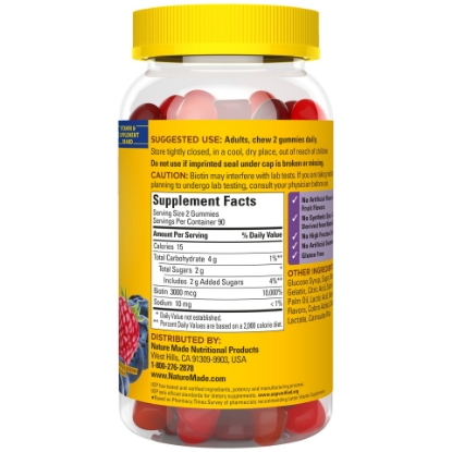 Nature Made Biotin 3000 mcg Gummies 180 Count Everyday Value for Supporting Healthy Hair Skin and Nails
