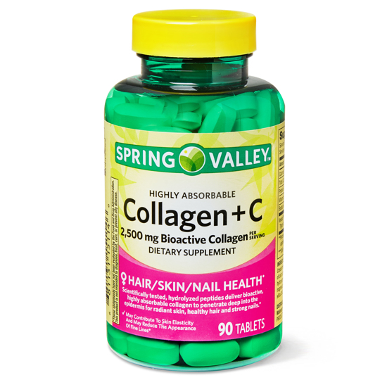 Spring Valley Collagen  Vitamin C Tablets 2500 mg 90 Count