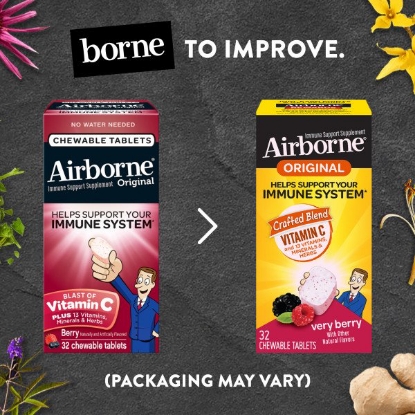 Airborne Immune Support Tablets with Vitamin C Very Berry 32 Chewable Tablets