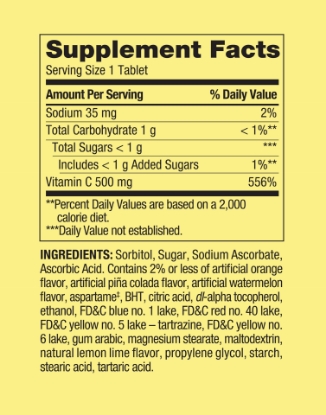 Spring Valley Vitamin C Chewable Tablets Tropical Fruit Flavors 500 mg 200 Count