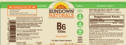 Sundown Naturals® Vitamin B-6 100 mg, 150 Tablets