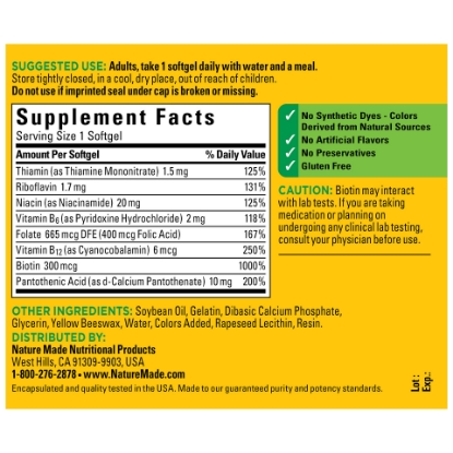 Nature Made Super B Energy Complex Softgels 60 Count for Metabolic Health