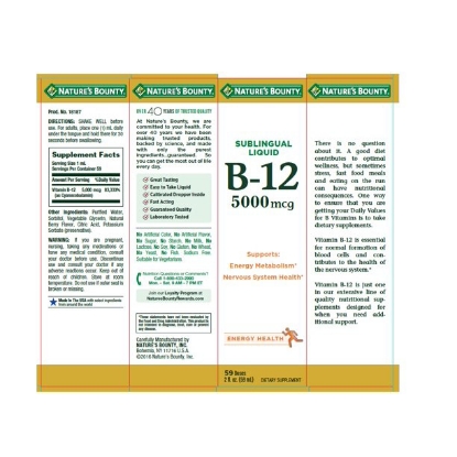 Nature's Bounty Vitamin B12 Sublingual Liquid Natural Berry 5000 mg 2 fl oz