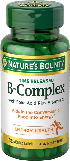 Nature's Bounty® Vitamin B Complex with Folic Acid Plus Vit C 125 Time Release Tablets