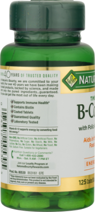 Nature's Bounty® Vitamin B Complex with Folic Acid Plus Vit C 125 Time Release Tablets