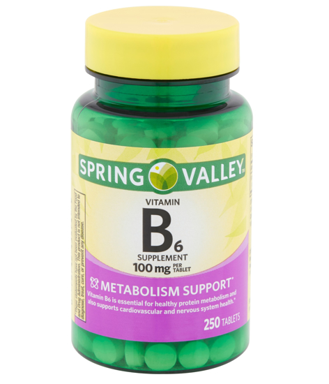 Spring Valley Vitamin B6 Tablets 100 mg 250 Count