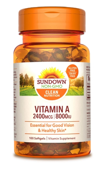 Sundown Naturals Vitamin A 8000 IU 100 Softgels