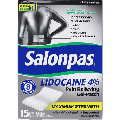 Salonpas Lidocaine Pain Relieving Gel-Patch 15 ct