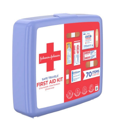 Johnson & Johnson Safe Travels Portable Emergency First Aid Kit 70 pc