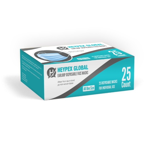 Heypex Global Earloop Disposable Face Masks 25ct