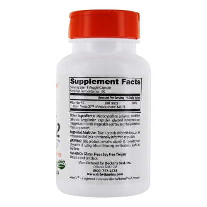 Doctor s Best Natural Vitamin K2 MK-7 with MenaQ7 100 mg 60 Veggie Caps