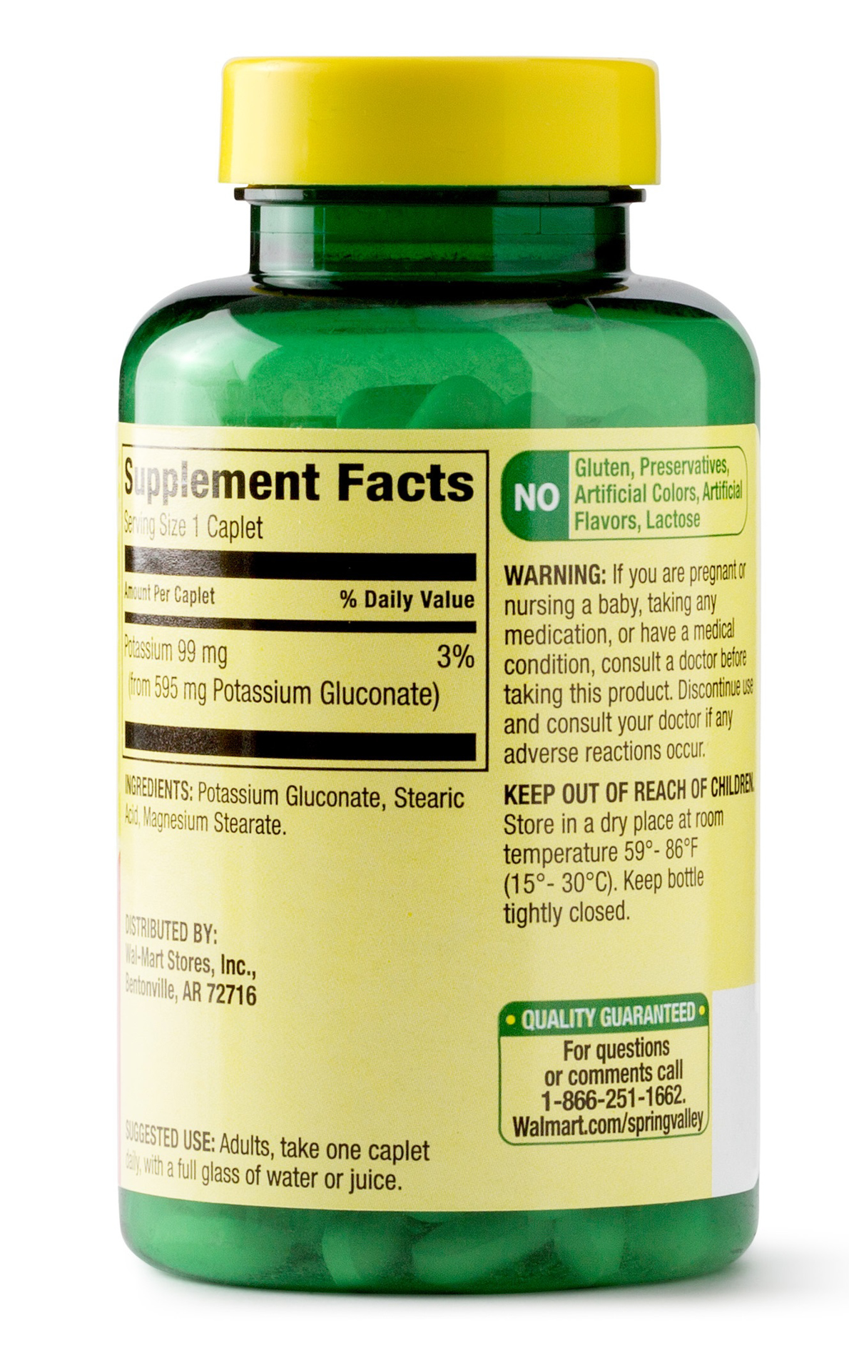 Spring Valley Potassium Dietary Supplement Caplets 99 mg