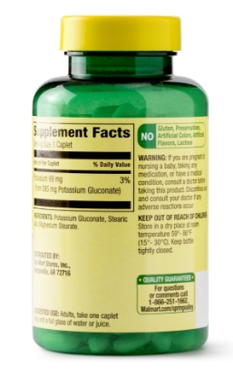 Spring Valley Potassium Dietary Supplement Caplets 99 mg 250-Count 2-Pack