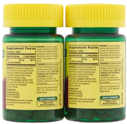 Spring Valley Iron Tablets 65 mg 100 Count 2 Pack
