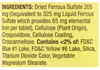 Spring Valley Iron Tablets 65 mg 100 Count 2 Pack