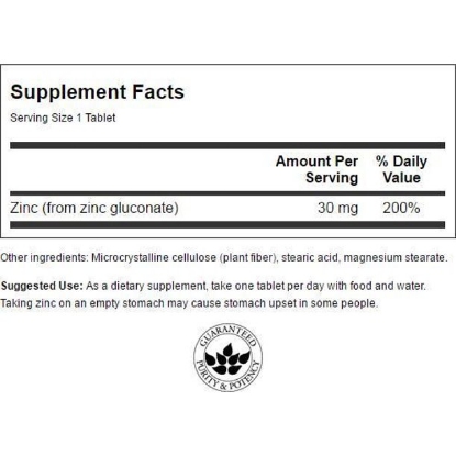Swanson Zinc Gluconate 30 mg 250 Tabs