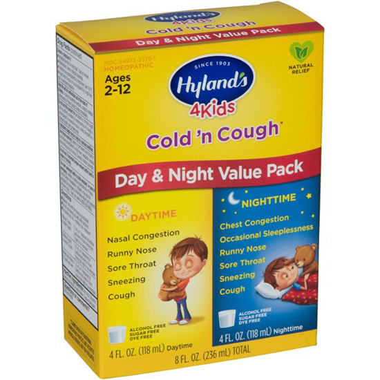 Hyland's 4 Kids Cold 'n Cough Day and Night Value Pack Natural Relief of Common Cold Symptoms 8 Ounces