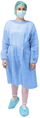 Isolation Gown Poly Coated Elastic Cuffs Clothing Fluid Resistant Impervious Medical Grade Level 2