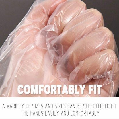 SISIGAD PE Glove Plastic Clear Disposable Gloves for Food Cleaning Catering Beauty 100 PCS