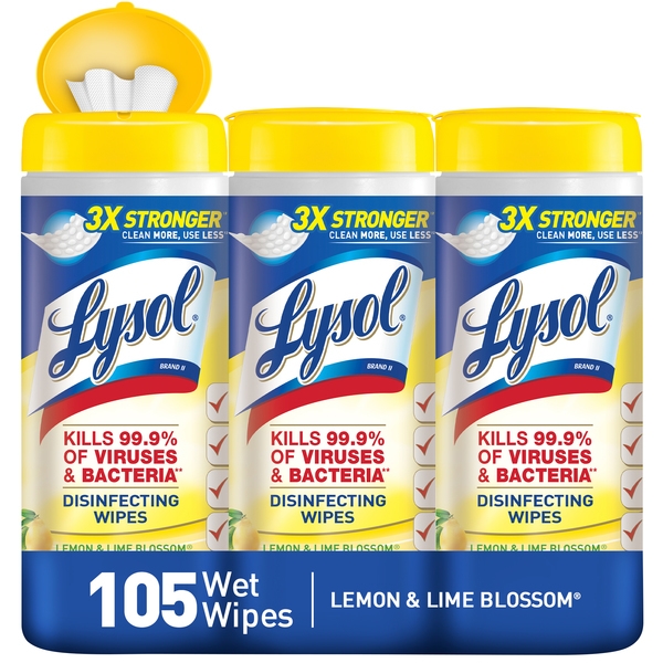 Lysol Disinfecting Wipes Lemon & Lime Blossom 105 ct 3 X 35 ct