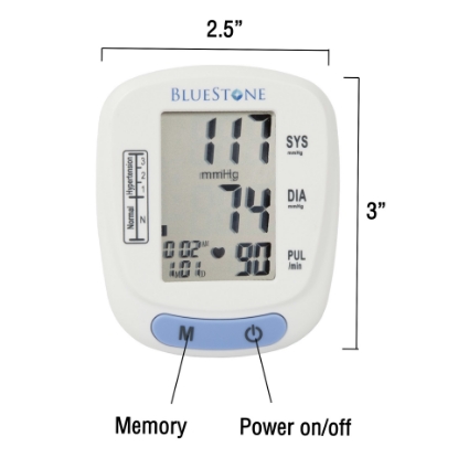 Bluestone Automatic LCD Wrist Blood Pressure Monitor Adjustable Cuff & Storage Case